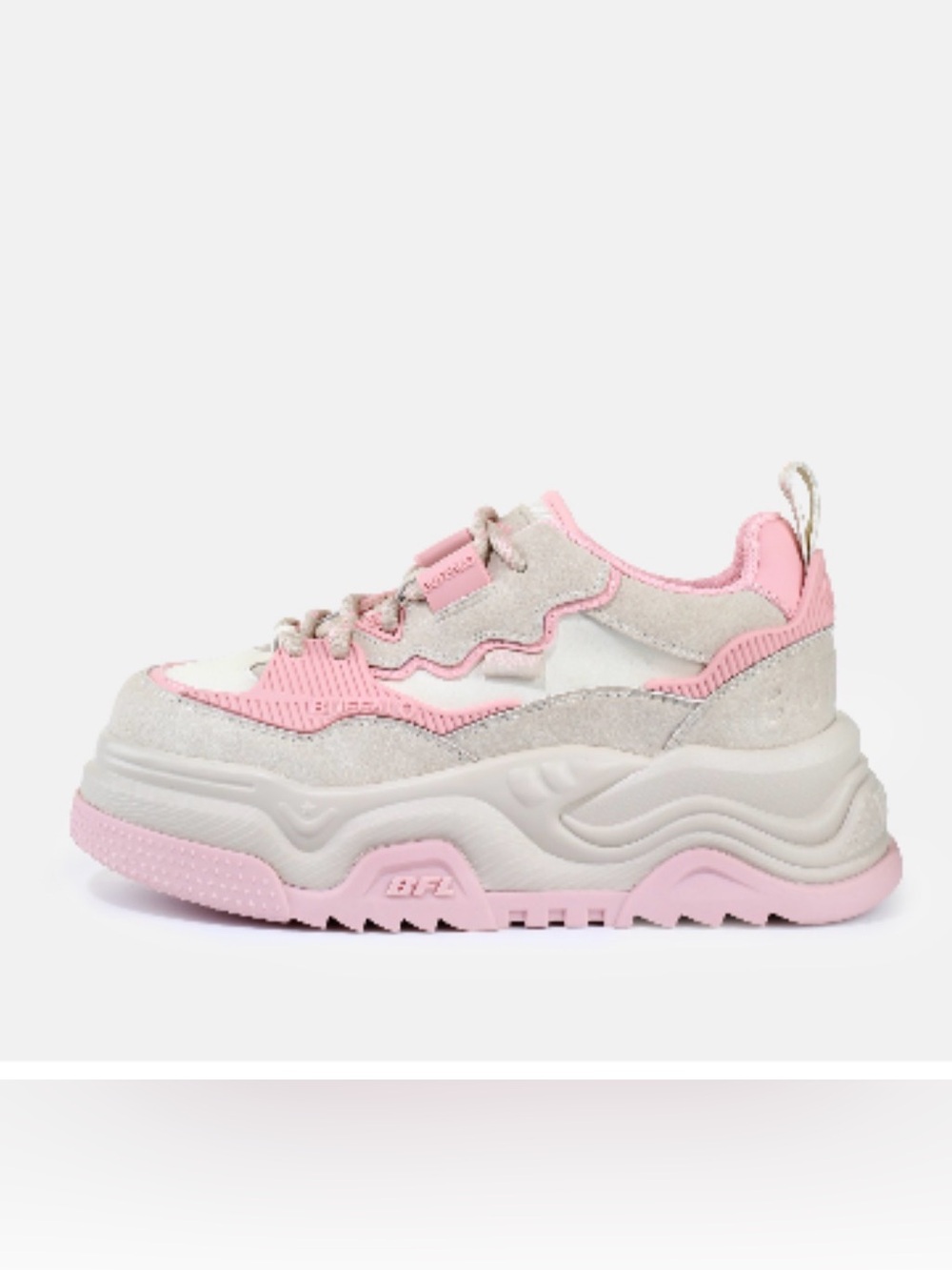 Women's Chunky Platform Pink and Cream Sneaker 10 Orbit Buffalo boots